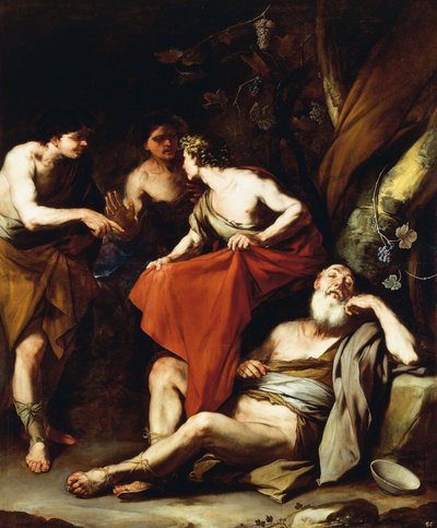 The Drunkenness of Noah, av Luca Giordano, olja på duk av Luca Giordano