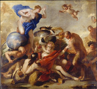 Ung man frestad av lasterna av Luca Giordano