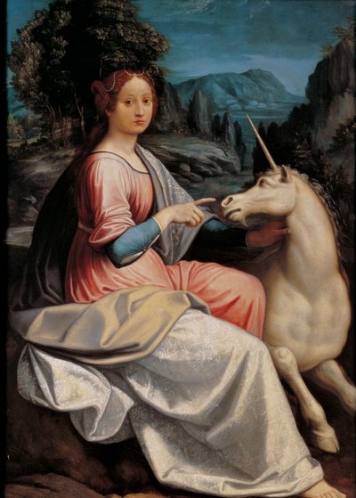 Damen och enhörningen, 1534-1540. av Luca Longhi