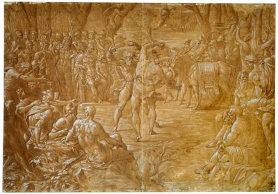 Kampen mellan Entellus av Sicilien och Dares of Troy, c1544 av Luca Penni