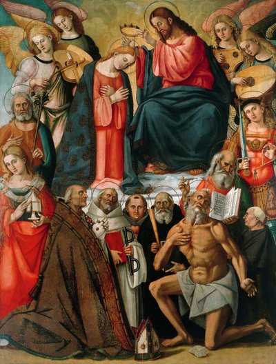 Jungfruns kröning med änglar och heliga, 1523. av Luca Signorelli