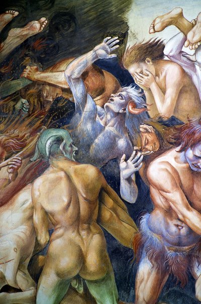 Damned in hell, från Last Judgment freskcykel av Luca Signorelli