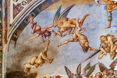 Förbannat åt helvete, detalj med jäklar och förbannat av Luca Signorelli