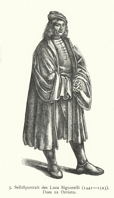 Självporträtt av den italienska renässanskonstnären Luca Signorelli (gravyr) av Luca Signorelli
