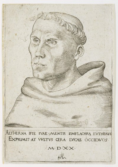 Martin Luther, Bust in Three-Quarter View av Lucas Cranach the Elder