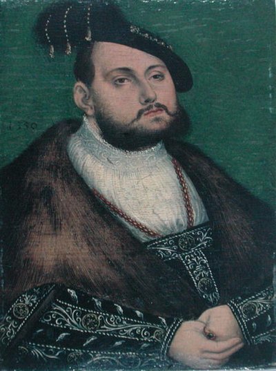 Porträtt av John Frederick (1503-54) Kurfursten av Sachsen av Lucas (studio of) Cranach