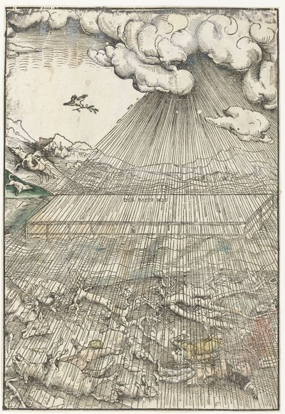 Översvämning och Noaks ark av Lucas Cranach