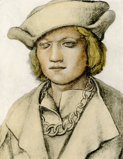 Porträtt av en ung man med hatt av Lucas Cranach the Elder