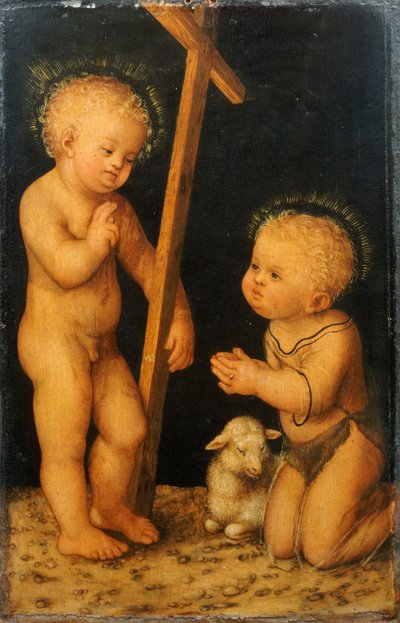 Kristusbarnet välsignar spädbarnet Johannes Döparen av Lucas Cranach