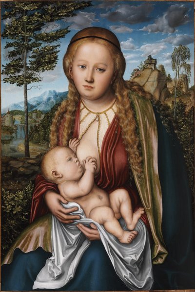 Jungfrun som diar barnet - Lucas Cranach den äldre av Lucas Cranach