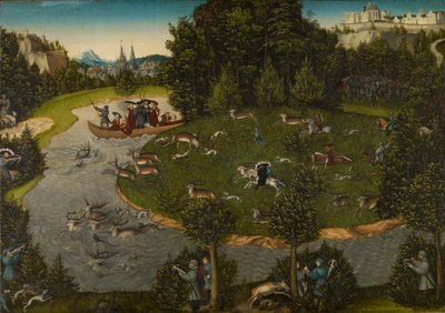 En hjortjakt med kurfursten Friedrich den vise av Lucas Cranach the Elder