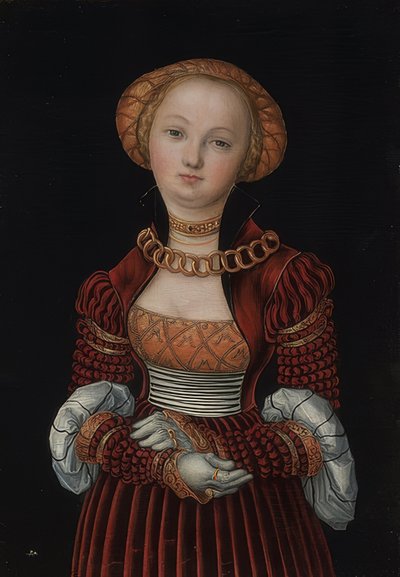Kvinna porträtt. Omkring 1525 av Lucas Cranach the Elder
