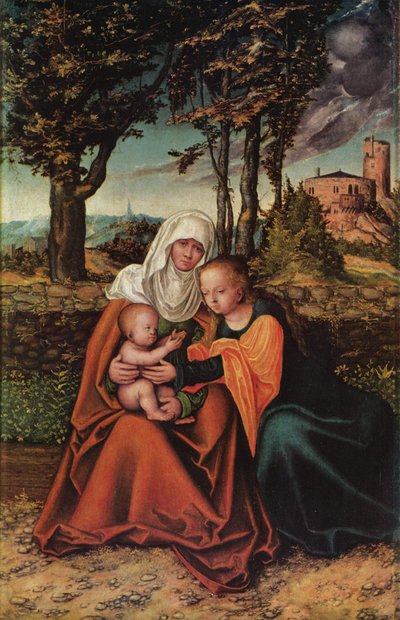 Tyska: Hl. Anna Selbdritt Jungfrun med barnet och S:ta Anna av Lucas Cranach the Elder