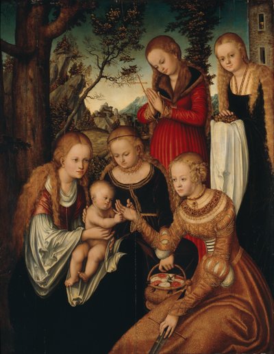 Tyska: Maria mit dem Jesusknaben und den Heiligen Katharina, Dorothea, Margaretha und Barbara (Sogenannte 