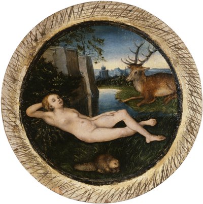 Tyska: Vilande vårnymf Liggande nymf av Lucas Cranach the Elder