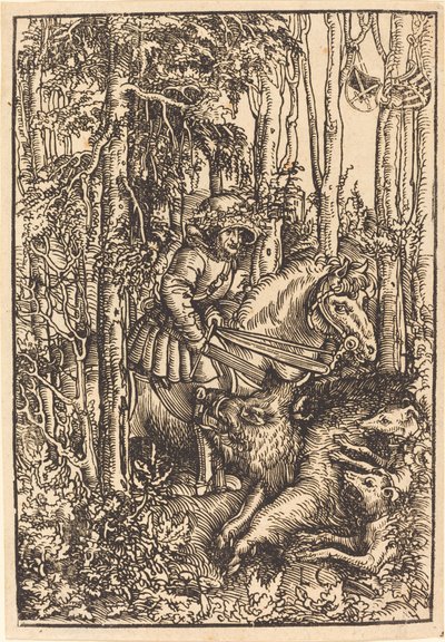 Jägare till häst Jagar ett vildsvin av Lucas Cranach the Elder