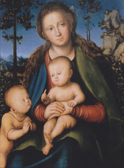 Madonna med barn och San Giovannino av Lucas Cranach the Elder