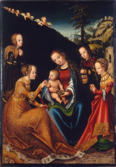 Vigsel av St. Catherine av Lucas Cranach the Elder
