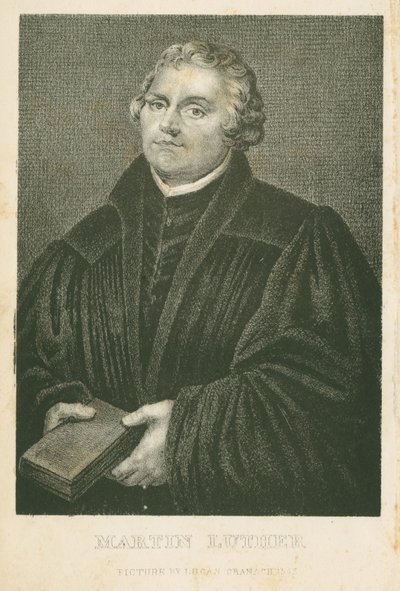 Martin Luther, litografi av James Weber (ca 1824-86), ca 1850 av Lucas Cranach the Elder