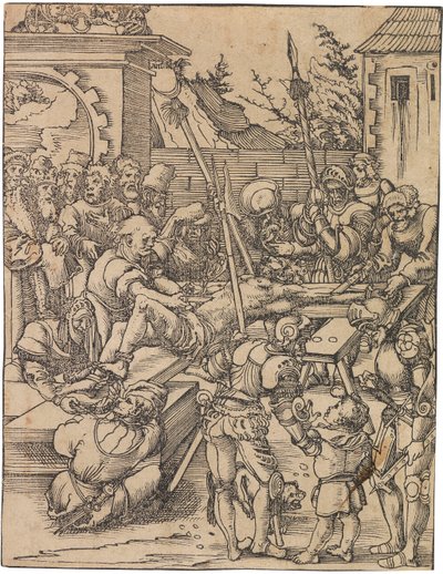 Saint Bartholomews martyrskap. Från serien Martyrdom of the Twelve Apostles, ca. 1520. av Lucas Cranach the Elder