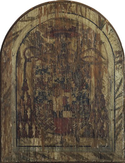 Pfirtscher Altartavla: Kristus som smärtornas man, sittande på en sarkofag mellan Jungfru Maria och Johannes [mittparti] av Lucas Cranach the Elder