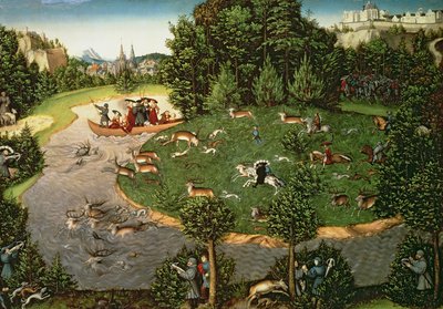 Stag Hunt of Kurfurst Friedrich III den vise, 1529 (panel) av Lucas Cranach the Elder