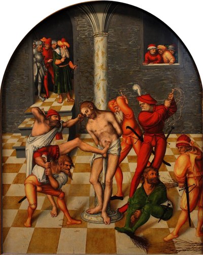 The flagellation of Christ, 1538 av Lucas Cranach the Elder