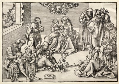 Den heliga familjen och släkten. av Lucas Cranach the Elder