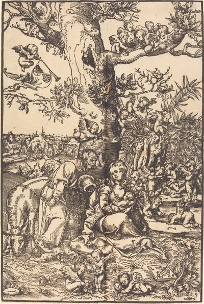 Resten på flykten till Egypten av Lucas Cranach the Elder