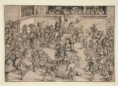 Den andra turneringen (med Tapeten av Simson och Lejonet) av Lucas Cranach the Elder