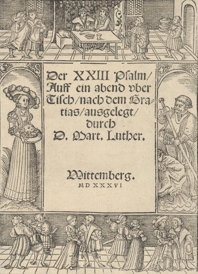 Titel-gräns med berättelsen om Salome och Johannes Döparen. av Lucas Cranach the Elder