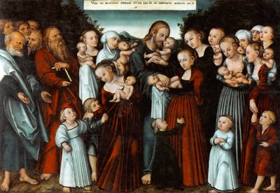 Tyska: Christus segnet die Kinder Kristus välsignar barnen av Lucas Cranach the Younger