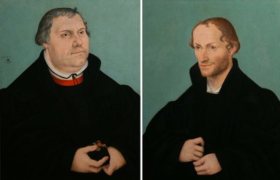 Porträtt av Martin Luther amp; Porträtt av Philippe Melanchthon av Lucas Cranach the Younger