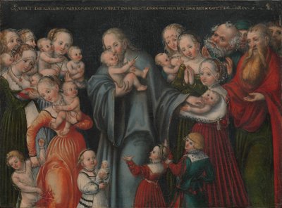 Tyska: Christus segnet die Kinder Kristus välsignar barnen av Lucas Cranach the Younger and workshop