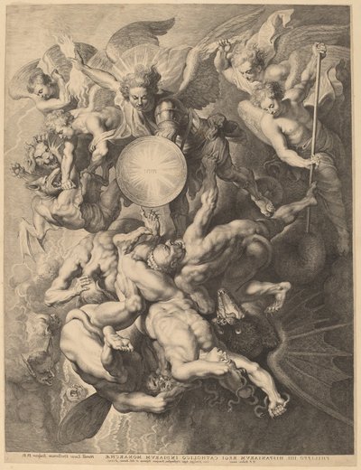 De rebelliska änglarnas fall av Lucas Emil Vorsterman after Sir Peter Paul Rubens