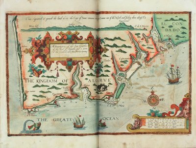 En beskrivning av havskusterna, av landet Algarbe och en del av Condado med deras utbredning och öppning, ca 1588 (ritning) av Lucas Janszoon Waghenaer