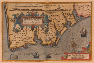 Atlas i överstorlek med titeln "Speculum nauticum super navigatione maris occidentalis confectu, continens omnes oras maritimas Galliae, Hispaniae, and praecipuarum partium Angliae", ca 1591 (teckning) av Lucas Janszoon Waghenaer