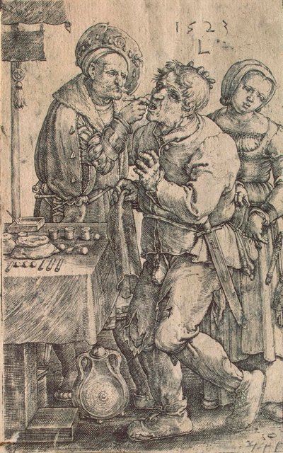 Tandläkare, 1523. av Lucas Leyden van