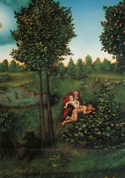 Detalj av paradiset, ca 1530 (olja på panel) av Lucas the Elder Cranach