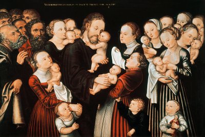 Jesus och barnen av Lucas the Elder Cranach