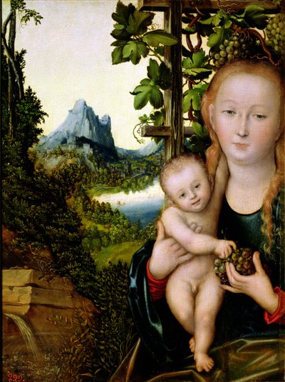 Madonna och barn, ca 1525 (olja på trä) av Lucas the Elder Cranach