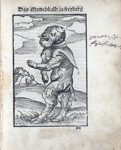 Munkkalven av Freiberg (Das Moenchkalb zu Freiberg), av Cranach, Lucas, den äldre (1472-1553). träsnitt av Lucas the Elder Cranach