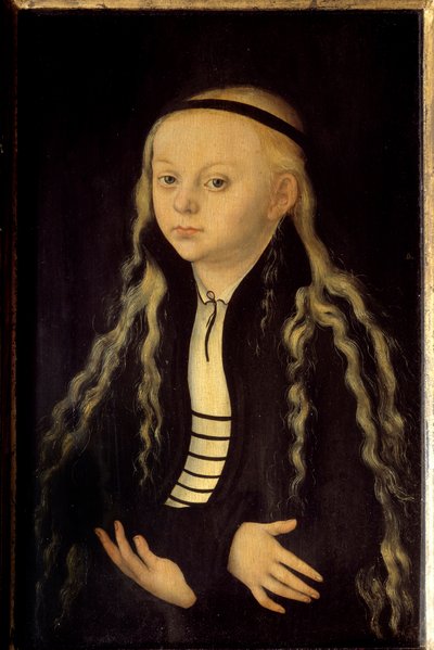 Porträtt av Magdalena Luther (1529-1542) dotter till Martin Luther Målning av Lucas Cranach den gamle (eller den äldre) av Lucas the Elder Cranach