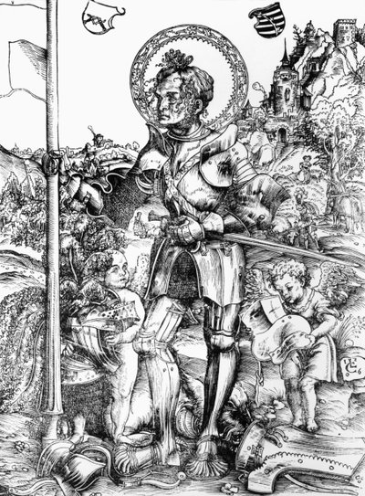 St. George (träsnitt) (s/v foto) av Lucas the Elder Cranach