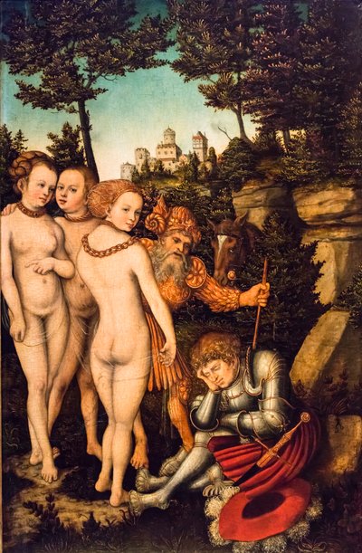 Domen i Paris, 2:a kvartalet 1500-talet (Tempera och olja på rött bokträ) av Lucas the Elder Cranach