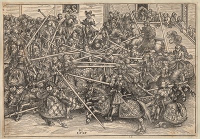 Tournoi - Turnering - Cranach, Lucas, den äldre (1472-1553) - 1509 - Träsnitt - 29,5x42,5 - Privat samling av Lucas the Elder Cranach