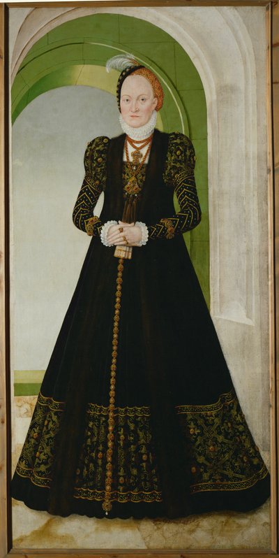 Anna av Danmark (olja på duk) av Lucas the Younger Cranach