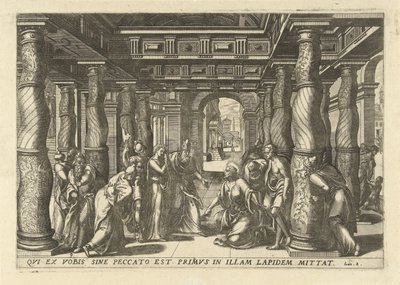 Christ en de overspelige kvinna De tretton mest eleganta och utsmyckade ikonerna i Nya testamentet i templet (serietitel) av Lucas van Doetechum