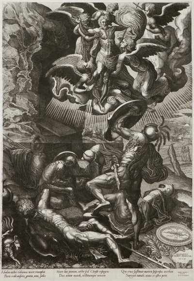 Kristi uppståndelse, 1557 av Lucas van Doetechum