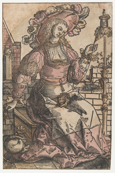 Spinnande kvinna av Lucas van Leyden (attributed to)